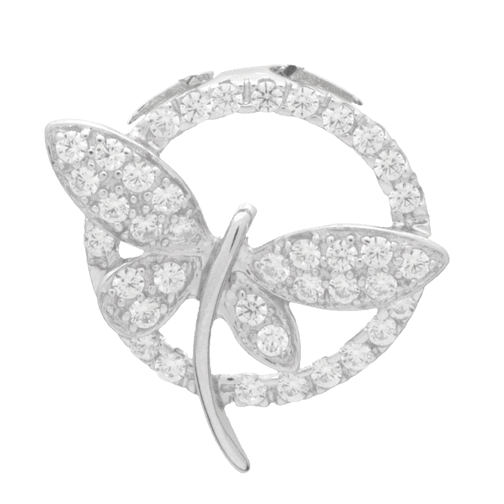 PCZ1058 - Sterling Silver CZ Dragonfly Circle Pendant