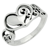 RPS1074 Silver Plain Filigree Heart Ring