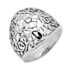 RPS1089 Silver Dome Cut Out Flower Ring
