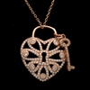 SCN1002-RG Sterling Silver CZ Heart Necklace with Key