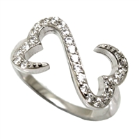 Sterling Silver CZ Open Heart Ladies Ring SH006