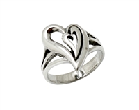 Sterling Silver Double Heart  Ladies Ring-SR018