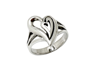 Sterling Silver Double Heart  Ladies Ring-SR018