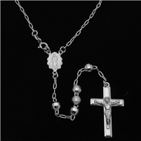 SRN1008-24 Sterling Silver DC Rosary 6mm gauge 24"