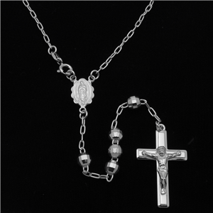 SRN1008-24 Sterling Silver DC Rosary 6mm gauge 24"