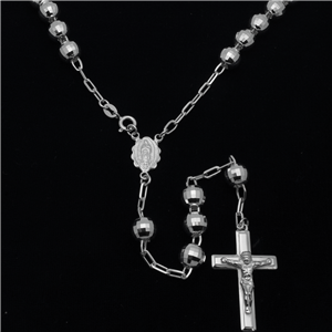 SRN1009-24 Sterling Silver DC Rosary 8mm gauge 24"