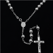 SRN1009-30 Sterling Silver DC Rosary 8mm gauge 30"