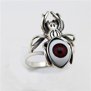 Sterling Silver Spider 2 Evil Eye Ring