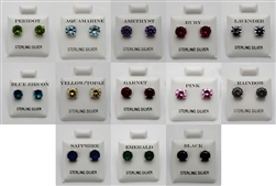 Sterling Silver CZ Round Stud Earrings Casting Setting 2mm