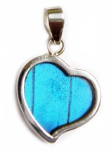 Corazon or Heart  Butterfly wing Pendants, by Silver Tree Designs