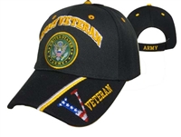 Army Veteran V Baseball Cap  Hat Black