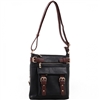 Concealed Carry Lock and Key Crossbody Handbag: Black