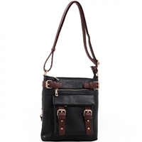 Concealed Carry Lock and Key Crossbody Handbag: Black