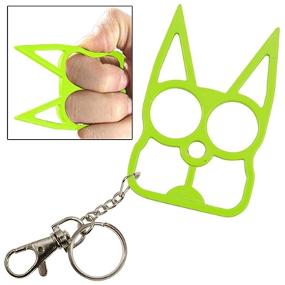 Kitty Cat Self Defense Keychains: Neon Green