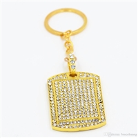 Gold Crystal Dog Tag Pendant