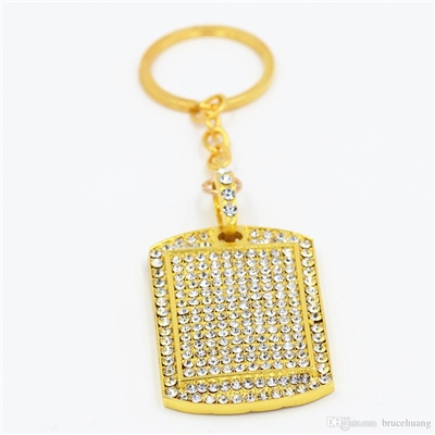 Gold Crystal Dog Tag Pendant