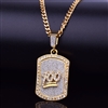 100 Gold Crystal Mini Dog Tag Pendant