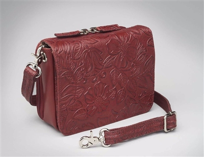 GTM-15 CROSS BODY CONCEALED CARRY ORGANIZER - RED TOOLED COWHIDE
