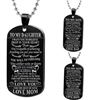 To My Daughter Dog Tag  Love Mom: Black