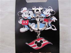 Disney Trading Pin 108453 DCL - Captain Mickey and Minnie anchor with DCL Logo dangle