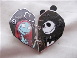 Disney Trading Pin 113574 Jack Skellington and Sally Two Piece Heart