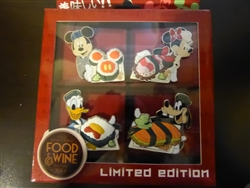 Disney Trading Pin 117880 WDW - 2016 Epcot® International Food & Wine Festival – Character Sushi 4 Pin Boxed Set - Mickey only