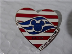 Disney Trading Pin  125230 DCL - Heart - American Flag Cruise Line Wave Logo