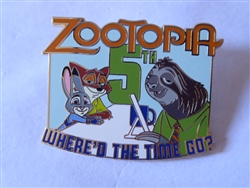 Disney Trading Pin 147611 Where'd The Time Go - Zootopia - 5th Anniversary