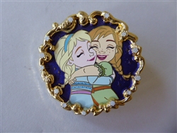 Disney Trading Pin 160424     DSSH - Young Elsa and Young Anna - Frozen - 10th Anniversary - Gold Frame
