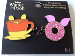 Disney Trading Pin 161587     Loungefly - Pooh and Piglet - Coffee Cup and Donut - Winnie the Pooh - Chained