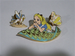 Disney Trading Pins 180 WDW - Alice, Rocking Horsefly & Bread-n-Butterfly - Alice In Wonderland - 3 Pin Set