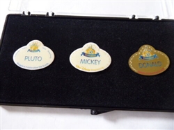 Disney Trading Pin 39012 Cast Exclusive - 50th Anniversary Name Tag Replicas Boxed 3 Pin Set (Donald, Mickey & Pluto)