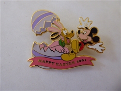 Disney Trading Pins   4547 DLR - Happy Easter 2001 - Mickey Mouse & Pluto