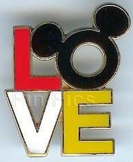 Disney Trading Pin 51741: Mickey Mouse Head Icon and LOVE