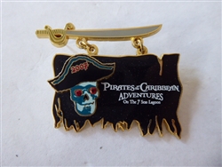 Disney Trading Pin 51930 WDW - Adventures on the 7 Seas Lagoon - Pirate Flag and Sword (Dangle)