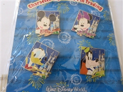 Disney Trading Pin 62287 WDW - Booster Pack - Character Autographs and Cinderella Castle (4-Pin Set)