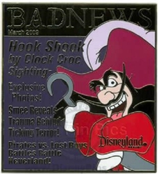 Disney Trading Pin  68498 DLR - Bad News Magazine Collection 2009 - March (Captain Hook)