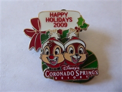 Disney Trading Pin 73842 WDW - Happy Holidays 2009 - Disney's Coronado Springs Resort - Chip and Dale