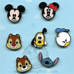 Disney Trading Pin Mini-Pin Collection - Cute Characters - Faces of Mickey Mouse and Friends (Version #2)