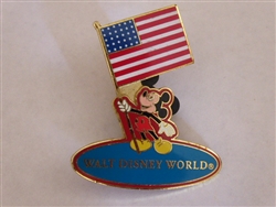 Mickey Holding USA Flag (Red Background)