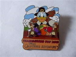 Disney Trading Pin 8310 DCA Thanksgiving 2001 Donald and Chip and Dale Sliders