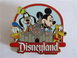 Disney Trading Pins 83722 Mickey, Pluto, Goofy and Donald with Sleeping Beauty Castle