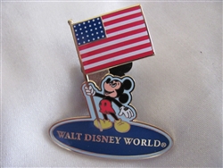 Disney Trading Pin 8591: WDW - Mickey Holding USA Flag (Blue Background)