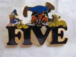 Disney Trading Pin 89580: 'Fab Five' Letter - 2 Pin Set - Five Donald, Goofy, and Pluto Only
