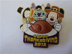 Disney Trading Pin 93183     Happy Thanksgiving 2012 - Donald, Stitch, and Mickey