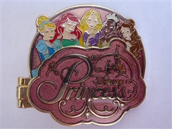 Disney Trading Pin 94269: Princess Storybook - Cinderella, Ariel, Rapunzel, Tiana & Belle