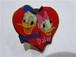 Disney Trading Pin 96312 1990s Donald and Daisy Duck with Names, Inside Heart