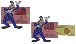 Disney Trading Pin 96869: DLR - Annual Passholder - Tour the Lore - Goofy with Red Car Trolley Ticket