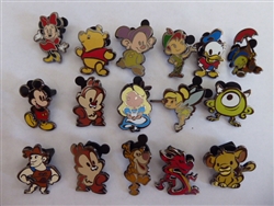 Disney Trading Pin  Cute Stylized Characters Mystery  Complete 16 Pin Set