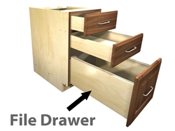 1 file drawer with 2 top drawers above